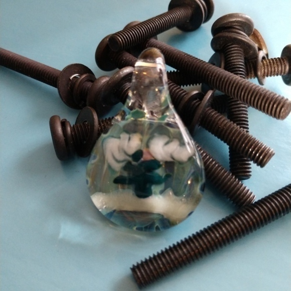 Hand Blown Glass Pendant.